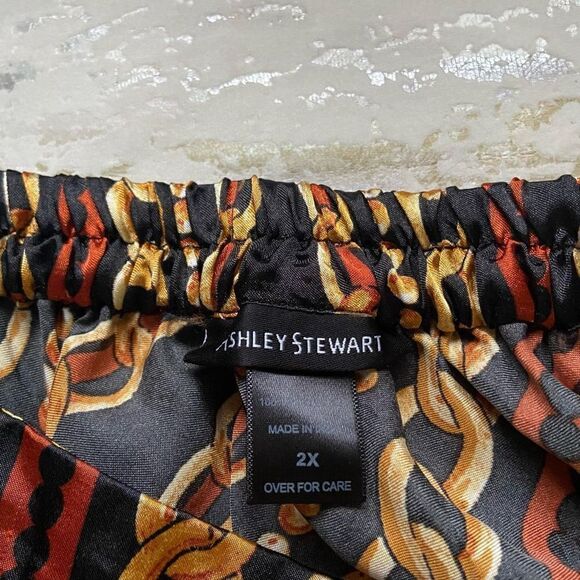 Ashley Stewart Silky Chain Print MIDI Skirt - Picture 8 of 12